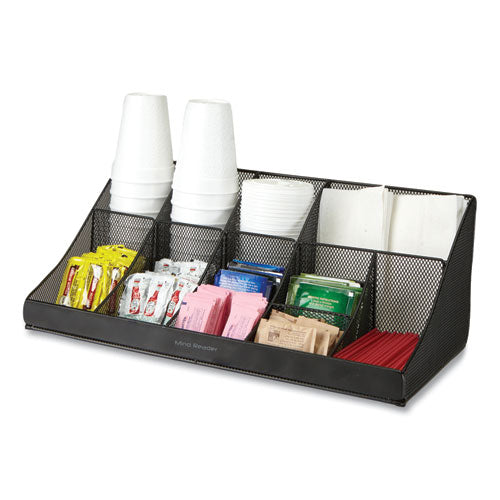 Image of Mind Reader Network Collection 11-Compartment Coffee Cup and Condiment Countertop Organizer, 9.5 x 17.88 x 6.63, Black