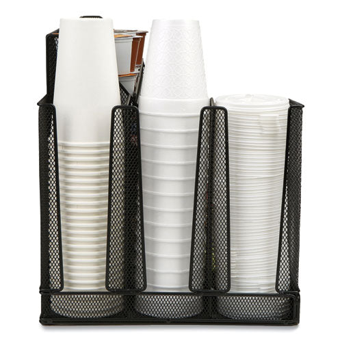 Image of Mind Reader Network Collection 14-Compartment Coffee Cup and Condiment Countertop Organizer, 11.61 x 23.9 x 12.76, Black