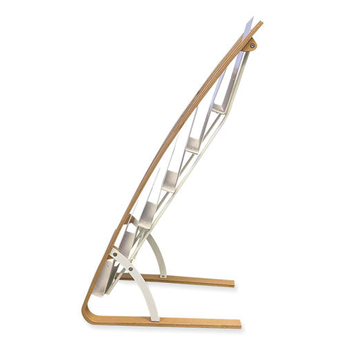 Image of Alba Literature Floor Display Rack, 19.68 x 13.38 x 36.61, White/Woodgrain