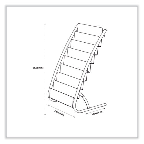 Image of Alba Literature Floor Display Rack, 22.8 x 19.69 x 36.61, White/Woodgrain
