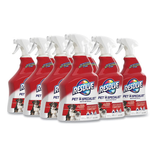 Image of RESOLVE® Pet Specialist Stain and Odor Remover, Citrus, 32 oz Trigger Spray Bottle, 12/Carton