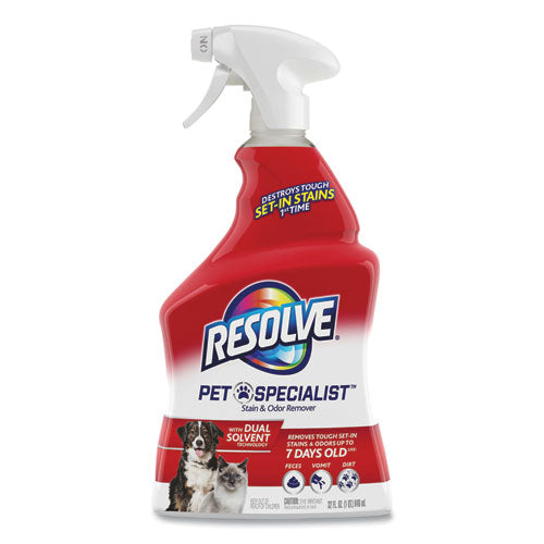 Image of RESOLVE® Pet Specialist Stain and Odor Remover, Citrus, 32 oz Trigger Spray Bottle, 12/Carton