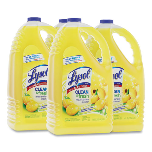 Image of LYSOL® Brand Clean and Fresh Multi-Surface Disinfectant Cleaner, Sparkling Lemon and Sunflower Essence, 144 oz Bottle, 4/Carton