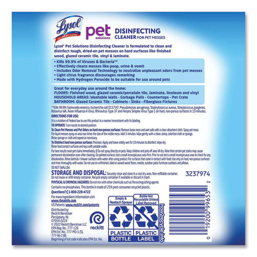 Image of LYSOL® Brand Pet Solutions Disinfecting Cleaner, Citrus Blossom, 32 oz Trigger Bottle, 9/Carton