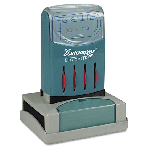Image of Xstamper® ECO-GREEN Versadater Message Dater, 2.13 X 1.31, Paid, Blue/red