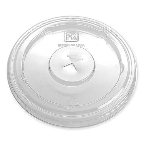 Image of Fabri-Kal® Greenware Cold Drink Lids, X-Slot, Fits 12 oz to 20 oz Cold Cup, Plastic, Clear, 1,000/Carton