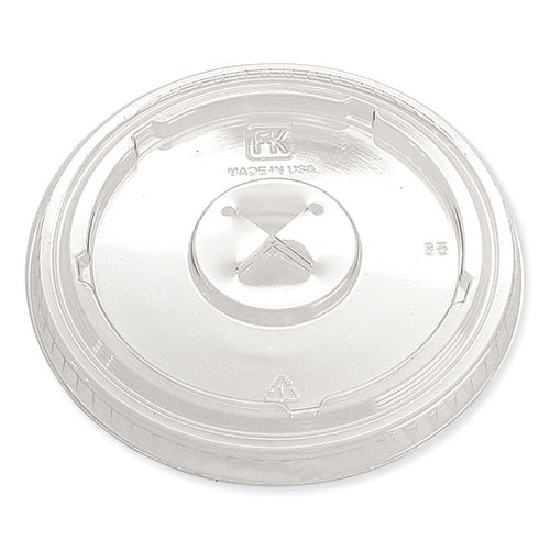 Image of Fabri-Kal® Greenware Cold Drink Lids, X-Slot, Fits 12 oz to 20 oz Cold Cups, Plastic, Clear, 1,000/Carton