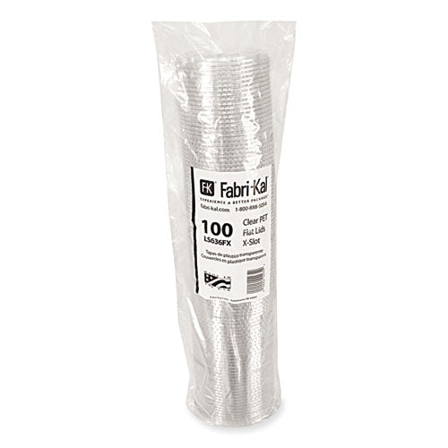 Image of Fabri-Kal® Greenware Cold Drink Lids, X-Slot, Fits 12 oz to 20 oz Cold Cup, Plastic, Clear, 1,000/Carton