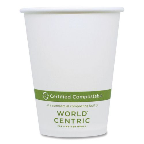 Image of World Centric® Paper Hot Cups, 8 oz, White, 1,000/Carton