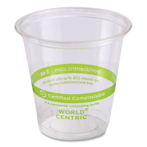 Image of World Centric® PLA Clear Cold Cups, 3 oz, Plastic, Clear, 2,500/Carton