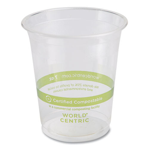 Image of World Centric® PLA Clear Cold Cups, 7 oz, Plastic, Clear, 2,000/Carton