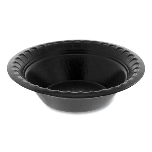 Image of Pactiv Evergreen Placesetter Deluxe Laminated Foam Dinnerware, Bowl, 4 oz, Black, 1,250/Carton