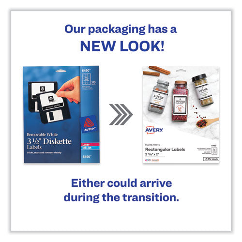 Image of Avery® Laser/inkjet 3.5" Diskette Labels, White, 375/pack