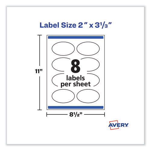 Image of Avery® Laser/Inkjet Media Labels, Inkjet/Laser Printers, 2 x 3.3, White, 8 Labels/Sheet, 25 Sheets/Pack