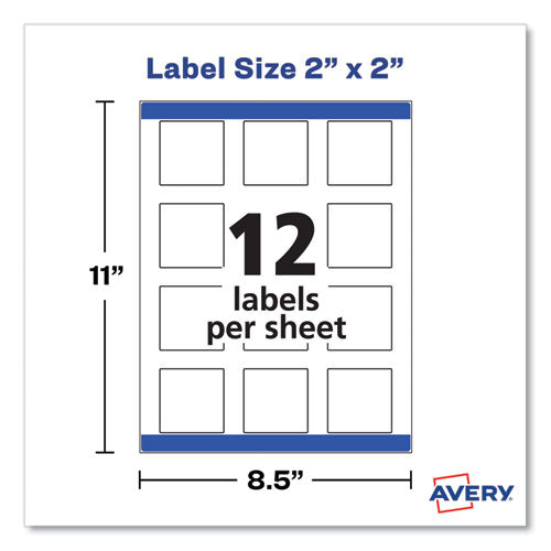 Image of Avery® Square Labels With Sure Feed And Trueblock, 2 X 2, White, 300/pack