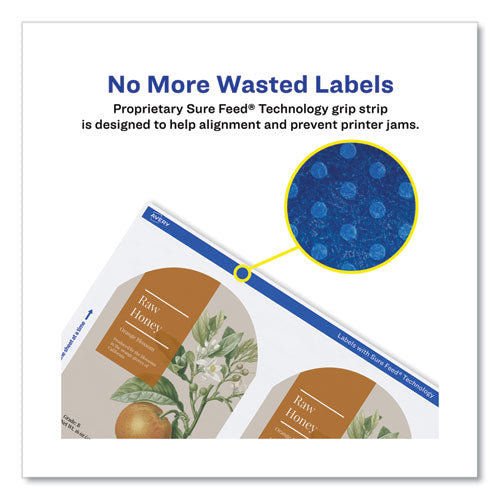 Image of Avery® Textured Arched Print-To-The-Edge Labels, Laser Printers, 3 X 2.25, White, 9/sheet, 10 Sheets/pack