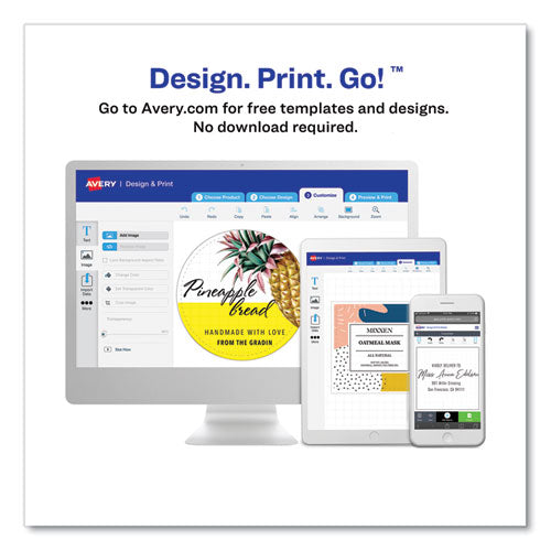 Image of Avery® Textured Arched Print-To-The-Edge Labels, Laser Printers, 3 X 2.25, White, 9/sheet, 10 Sheets/pack