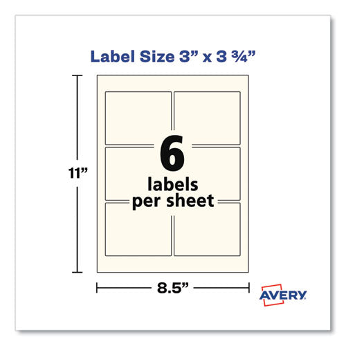 Image of Avery® Rectangle Labels, Inkjet/laser Printers, 3 X 3.75, Pearl Ivory, 6/sheet, 8 Sheets/box