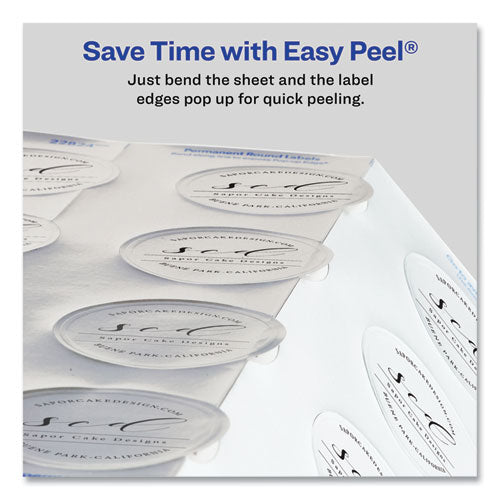 Image of Avery® Round Labels, Inkjet Printers, 2" dia, Silver, 12/Sheet, 8 Sheets/Pack