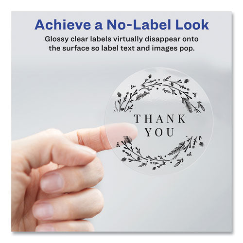 Image of Avery® Round Print-To-The Edge Labels With Sure Feed And Easy Peel, 2" Dia, Glossy Clear, 120/pk