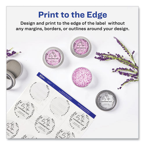 Image of Avery® Round Print-To-The Edge Labels With Sure Feed And Easy Peel, 2" Dia, Glossy Clear, 120/pk