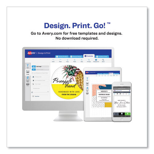 Image of Avery® Round Print-To-The Edge Labels With Sure Feed And Easy Peel, 2" Dia, Glossy Clear, 120/pk