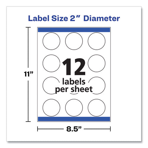 Image of Avery® Round Print-To-The Edge Labels With Sure Feed And Easy Peel, 2" Dia, Glossy Clear, 120/pk
