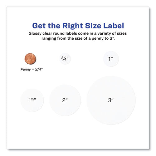 Image of Avery® Round Print-To-The Edge Labels With Sure Feed And Easy Peel, 2" Dia, Glossy Clear, 120/pk
