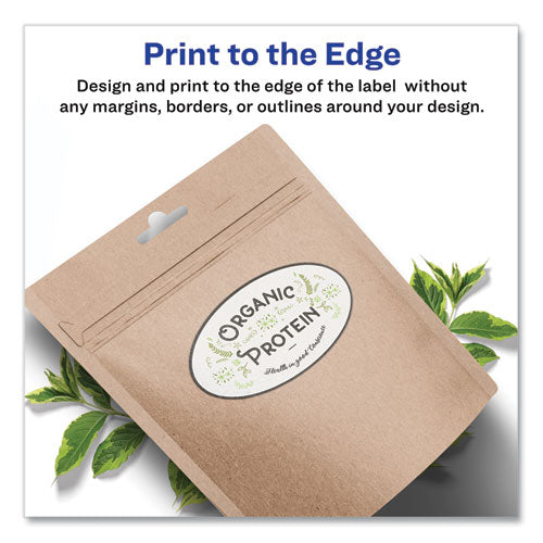 Image of Avery® Oval Print-To-The-Edge Labels, 2 X 3.33, White, 8/sheet, 10 Sheets/pack