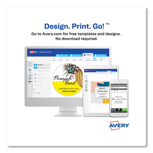 Image of Avery® Oval Print-To-The-Edge Labels, 2 X 3.33, White, 8/sheet, 10 Sheets/pack