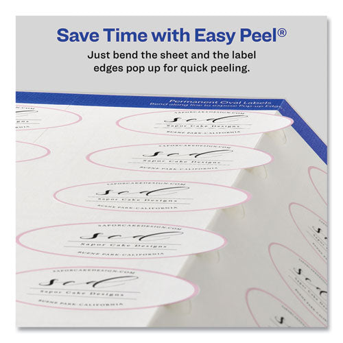 Image of Avery® Oval Print-To-The-Edge Labels, 2 X 3.33, White, 8/sheet, 10 Sheets/pack