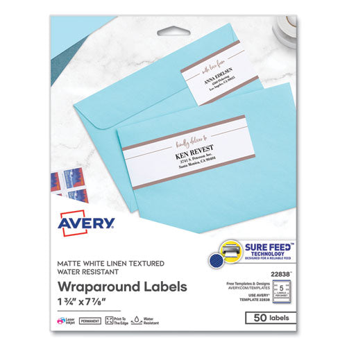 Image of Avery® Rectangle Labels, Inkjet/laser Printers, 7.85 X 1.75, Textured White, 5/sheet, 10 Sheets/pack