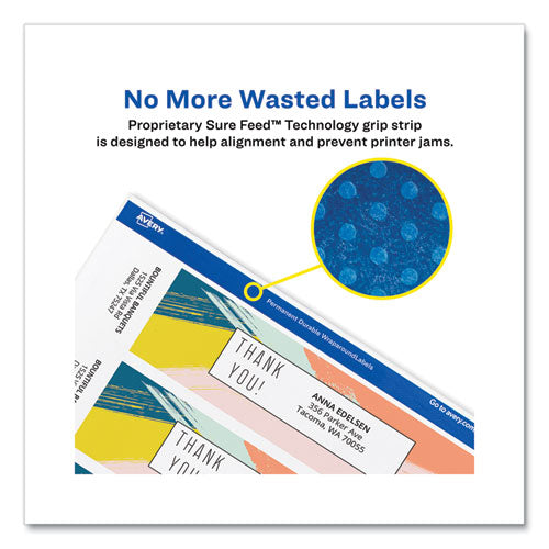 Image of Avery® Rectangle Labels, Inkjet/laser Printers, 7.85 X 1.75, Textured White, 5/sheet, 10 Sheets/pack