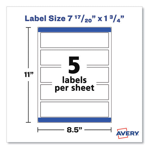 Image of Avery® Rectangle Labels, Inkjet/laser Printers, 7.85 X 1.75, Textured White, 5/sheet, 10 Sheets/pack