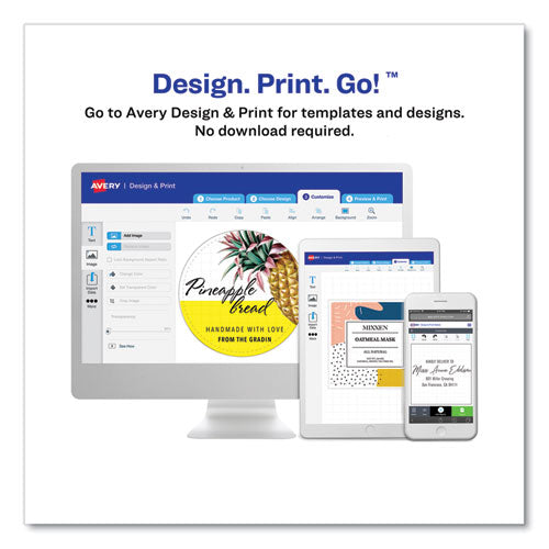 Image of Avery® Durable White ID Labels w/ Sure Feed, 2.5" dia, White, 72/Pk