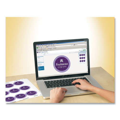 Image of Avery® Durable White ID Labels w/ Sure Feed, 2.5" dia, White, 72/Pk