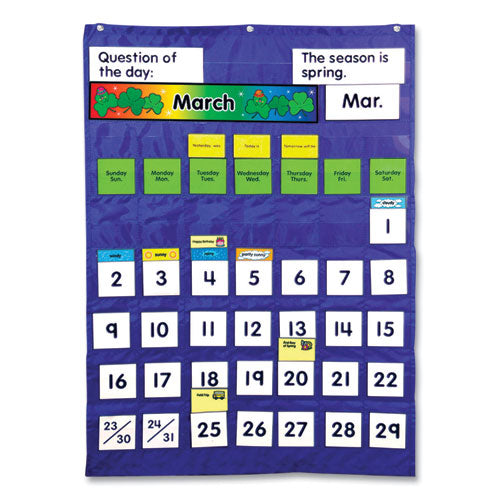 Image of Carson-Dellosa Education Complete Calendar and Weather Pocket Chart, 51 Pockets, 26 x 37.25, Blue