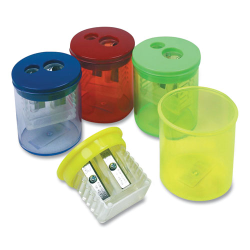 Image of TPG Creations Eisen Pencil Sharpener, Two-Hole, 1.5 x 1.75, Randomly Assorted Barrel and Lid Colors