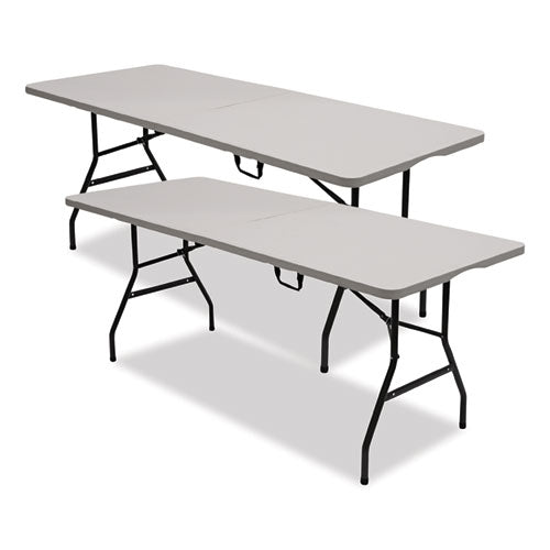 Image of Iceberg Bifold Resin Folding Table, Rectangular, 70.9" x 29.1" x 30", White Granite Top, Gray Base/Legs, 2/Pack