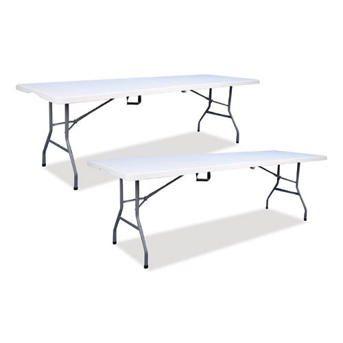 Image of Iceberg Bifold Resin Folding Table, Rectangular, 94.5" x 29.9" x 30", White Granite Top, Gray Base/Legs, 2/Pack