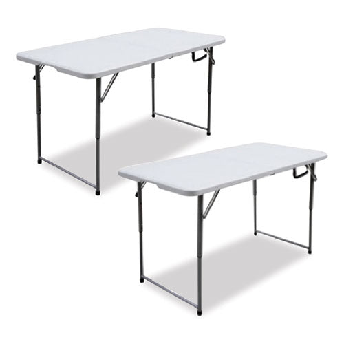 Image of Iceberg Bifold Resin Folding Table, Rectangular, 48" x 23.6" x 29.1", White Granite Top, Gray Base/Legs, 2/Pack