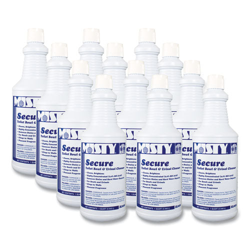 Image of Misty® Secure Hydrochloric Acid Bowl Cleaner, Mint Scent, 32oz Bottle, 12/carton