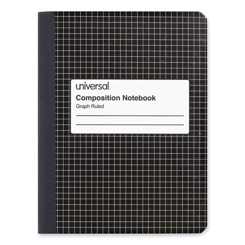 Image of Universal® Quad Rule Composition Book, Quadrille Rule (4 sq/in), Black Marble Cover, (100) 9.75 x 7.5 Sheets