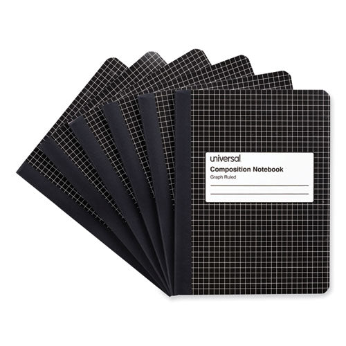 Image of Universal® Quad Rule Composition Book, Quadrille Rule (4 sq/in), Black Marble Cover, (100) 9.75 x 7.5 Sheets, 6/Pack
