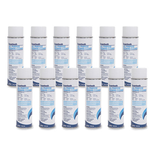 Image of Boardwalk® All-Purpose Foaming Cleaner with Ammonia, 19 oz Aerosol Spray, 12/Carton