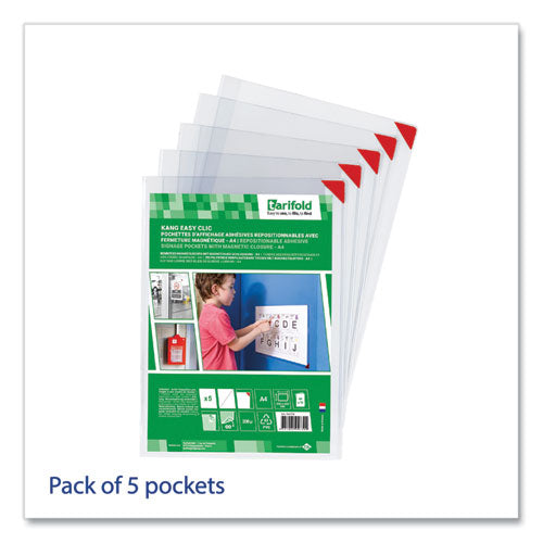 Image of djois® by Tarifold Kang Magnetic Closure Repositionable Pocket, 14 x 11, Clear Frame, 5/Pack
