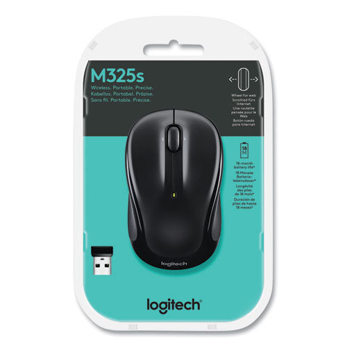 Image of Logitech® M325S Wireless Mouse, 2.4 GHz Frequency, 32.8 ft Wireless Range, Left/Right Hand Use, Black