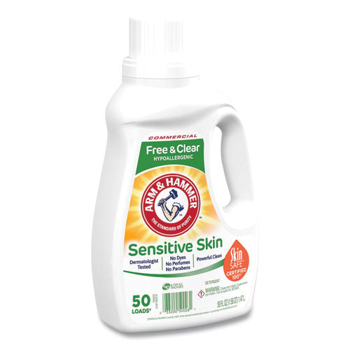 Image of Arm & Hammer HE Compatible Liquid Detergent, Unscented, 50 Loads, 50 oz Bottle, 8/Carton