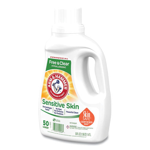 Image of Arm & Hammer HE Compatible Liquid Detergent, Unscented, 50 Loads, 50 oz Bottle, 8/Carton
