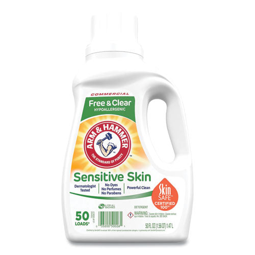 Image of Arm & Hammer HE Compatible Liquid Detergent, Unscented, 50 Loads, 50 oz Bottle, 8/Carton